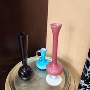 Lot de 3  vases soliflores en verre style mid century modern