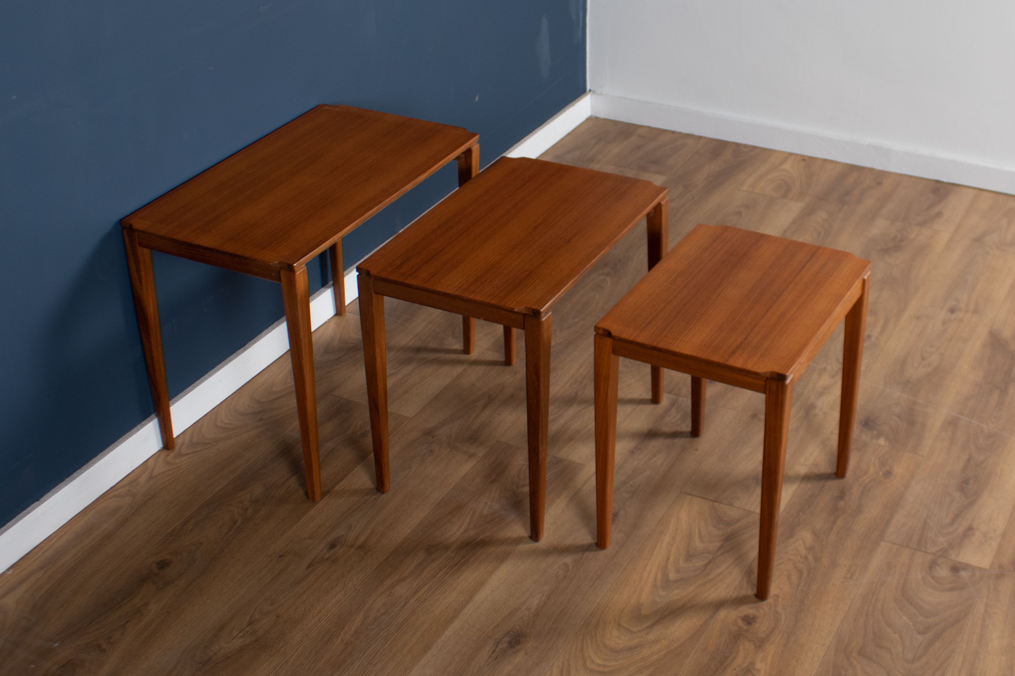 Retro teak 1960s midcentury gordon russell nest of tables in walnut & teak c.1960