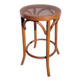 Old low caned bistro stool