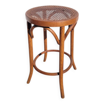Old low caned bistro stool