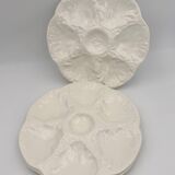 GIEN white earthenware oyster plates, 1960s