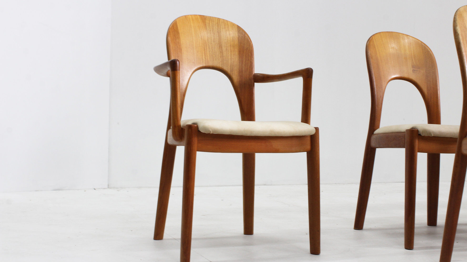 Vintage Danish dining chairs by Niels Koefoed solid teak, set of 10