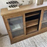 Enfilade meuble de métier chêne portes vitrées