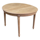 Renovated round Art Deco dining table, extendable, made of solid oak, 145cm.
