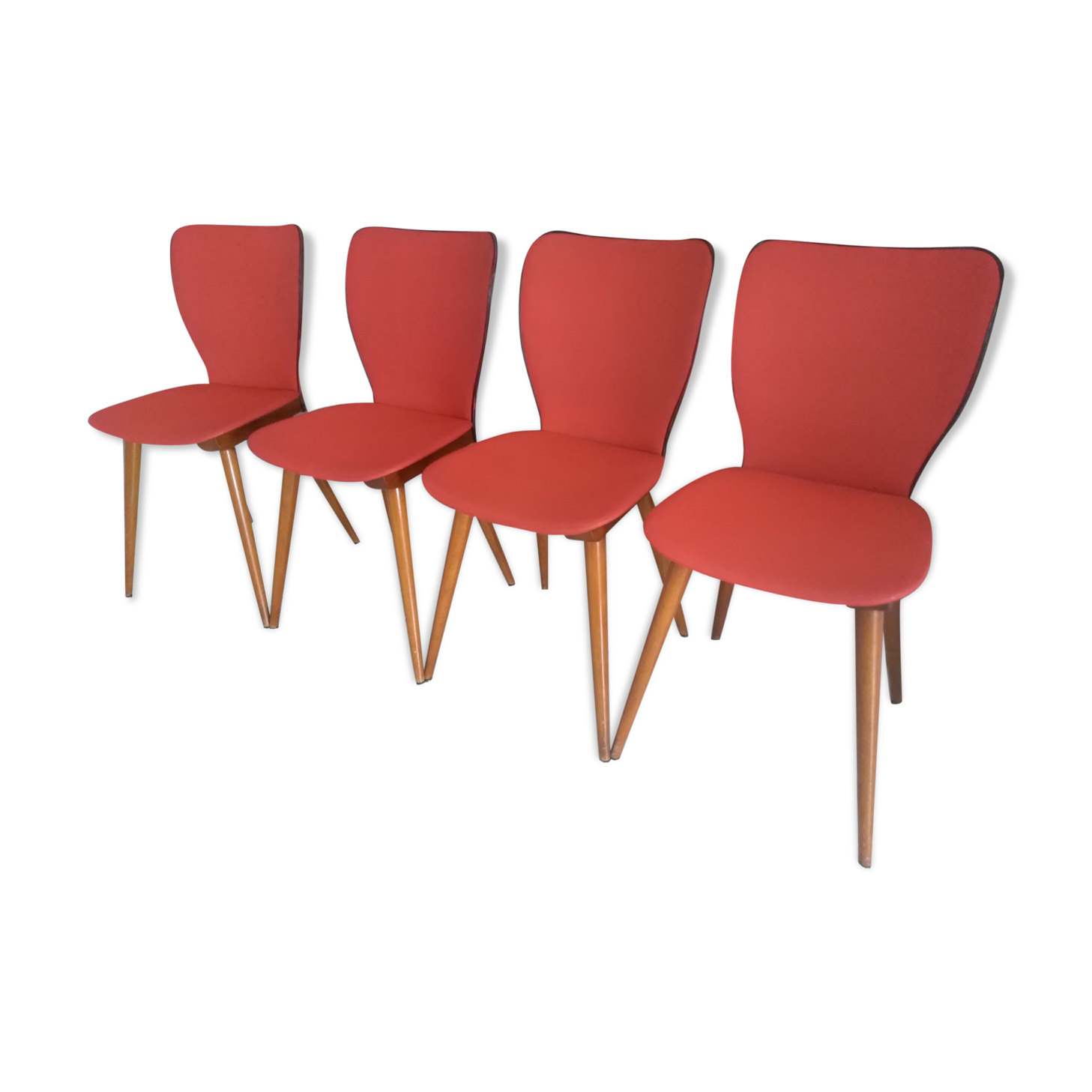 Suite of 4 chairs by Bistrot Baumann 800 by Swiss designer Max Bill 1950s