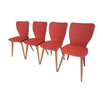 Suite of 4 chairs by Bistrot Baumann 800 by Swiss designer Max Bill 1950s
