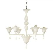 Contemporary Italian 6 Arms White Murano Glass Chandelier