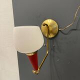 Vintage Brass & Red Adjustable Sconces – Set of 2 (1950s)