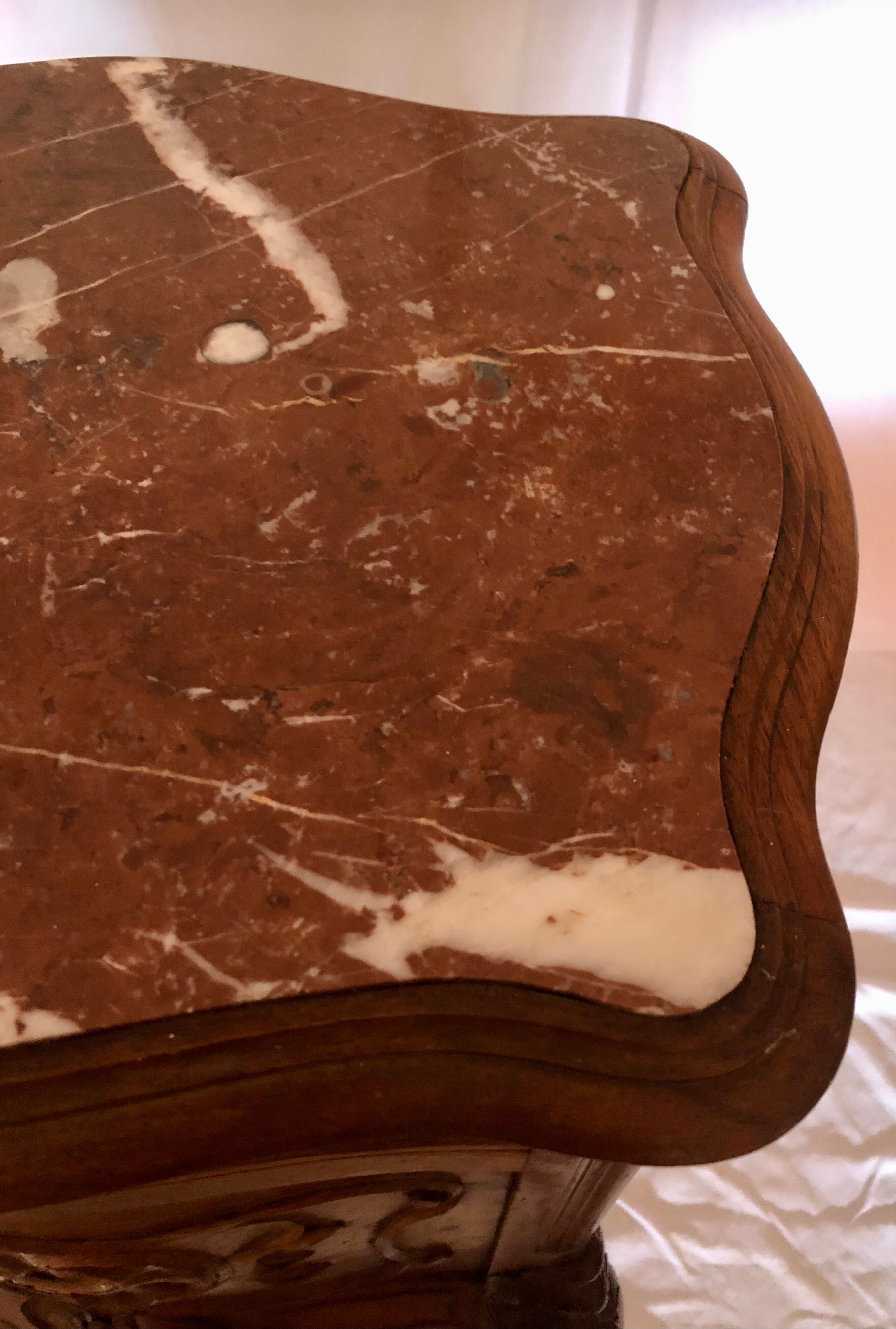 High wood and vintage marble console