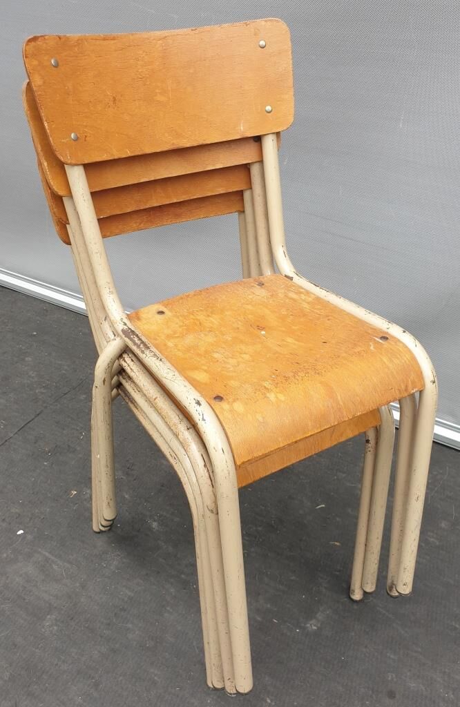 Lot de 4 chaises Mullca beige vintages
