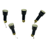 Set of five Stilnovo style spotlights in brass and lacquered metal. Italy