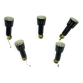 Set of five Stilnovo style spotlights in brass and lacquered metal. Italy