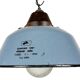 Industrial Grey Enamel and Cast Iron Pendant Light with Glass Cover, 1960s