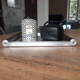 art deco aperitif tray, 50s, rolls, wood, metal, aluminum, mirror, wengé hue,