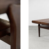 Danish extendable teak coffee table with drawer, 1960s