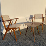 Scandinavian pair of armchairs and tripod table