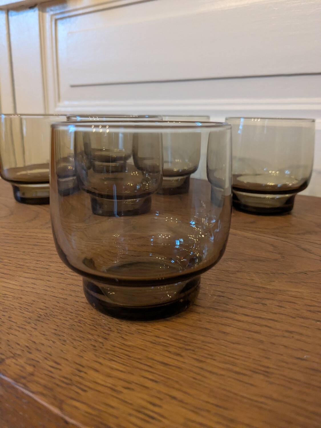6 smoked glass water glasses