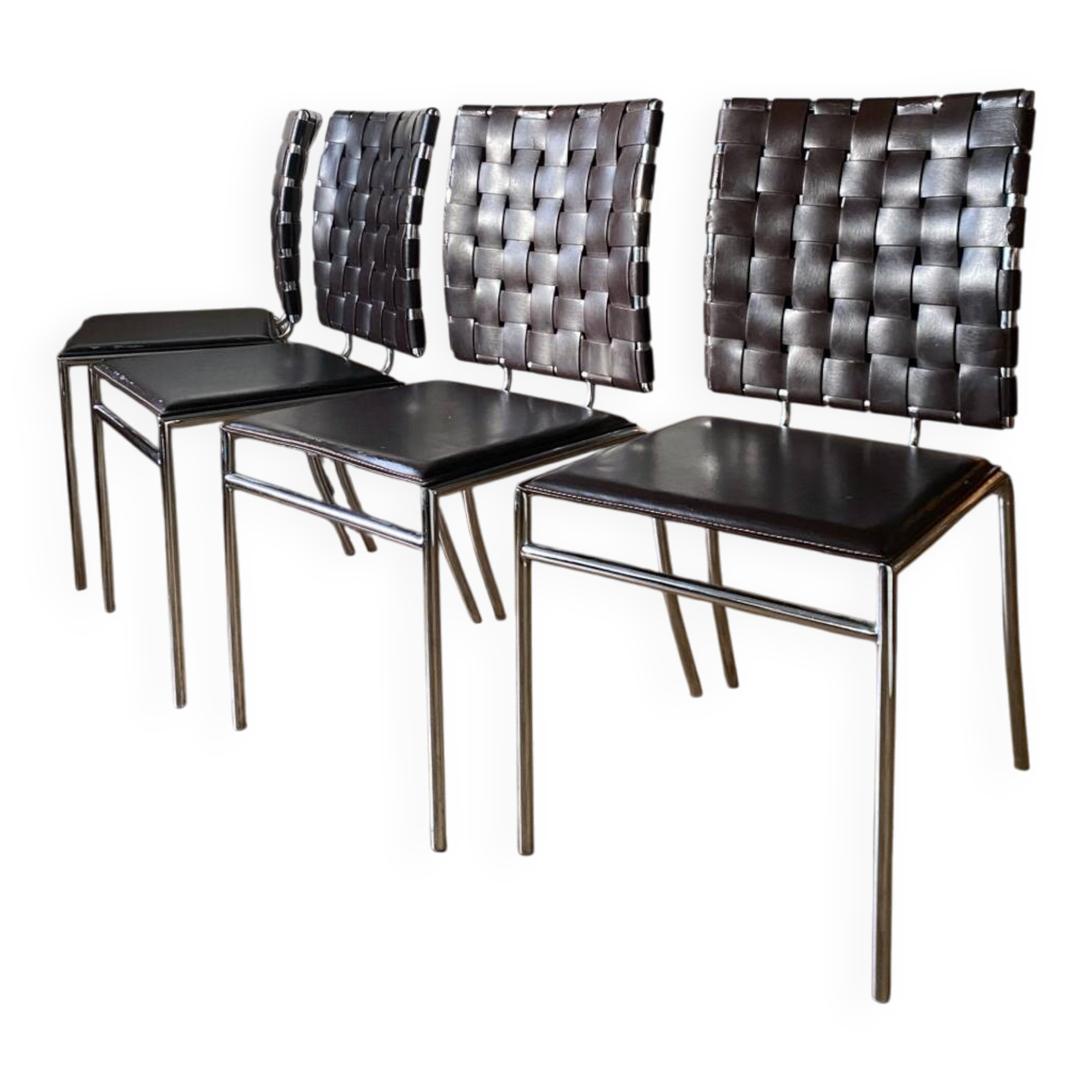 Chaises cuir et chrome