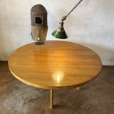Large round vintage ash coffee table by Alvar Aalto, model "H-Legs"