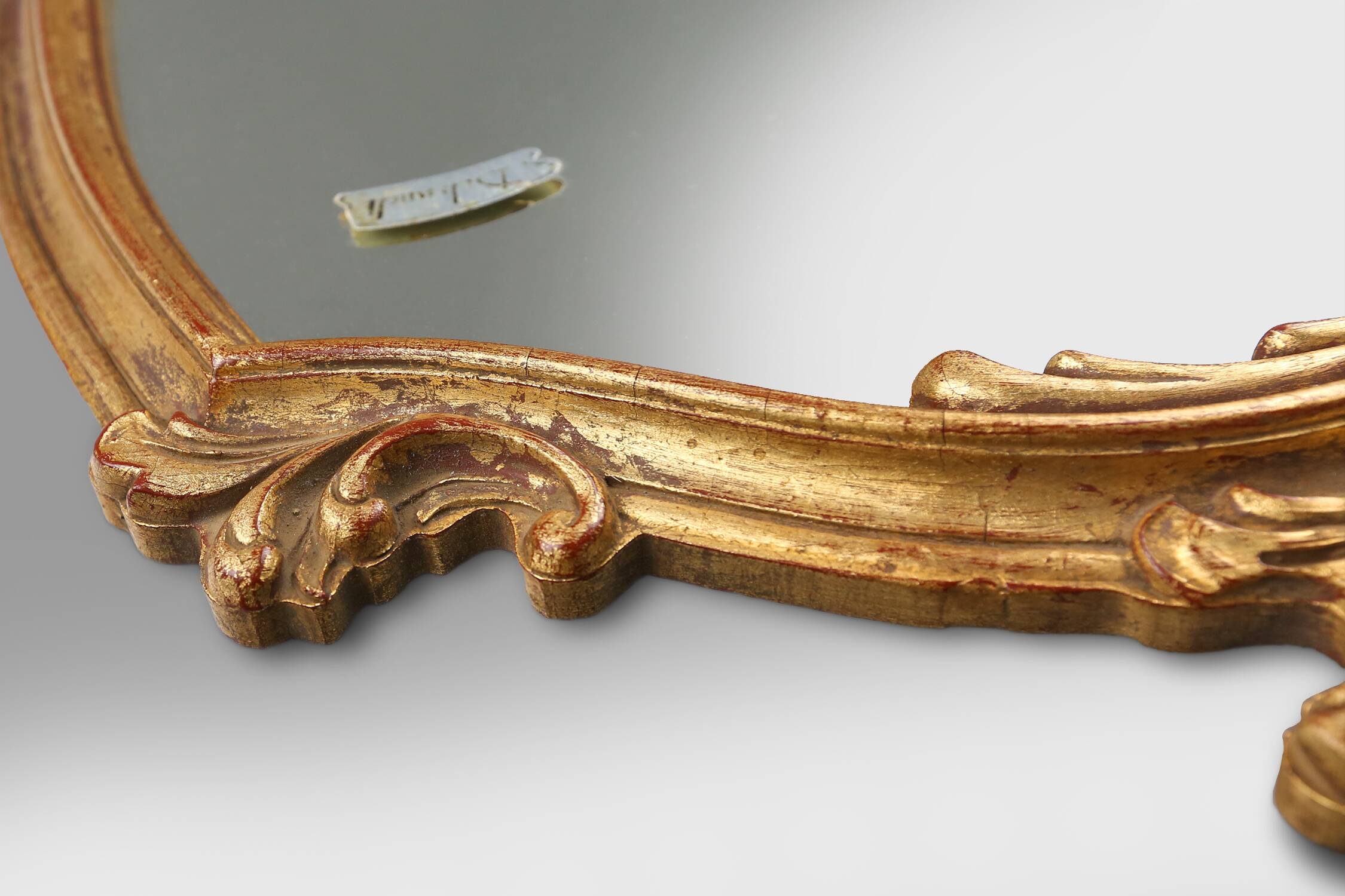 Romantic baroc style mirror with original label “Deknudt”, Belgium, 1970s