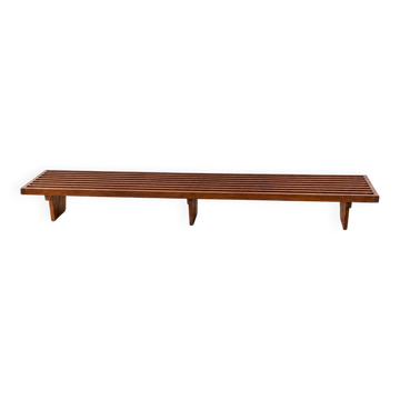 Vintage wooden slatted bench – 309 cm – Modernist design