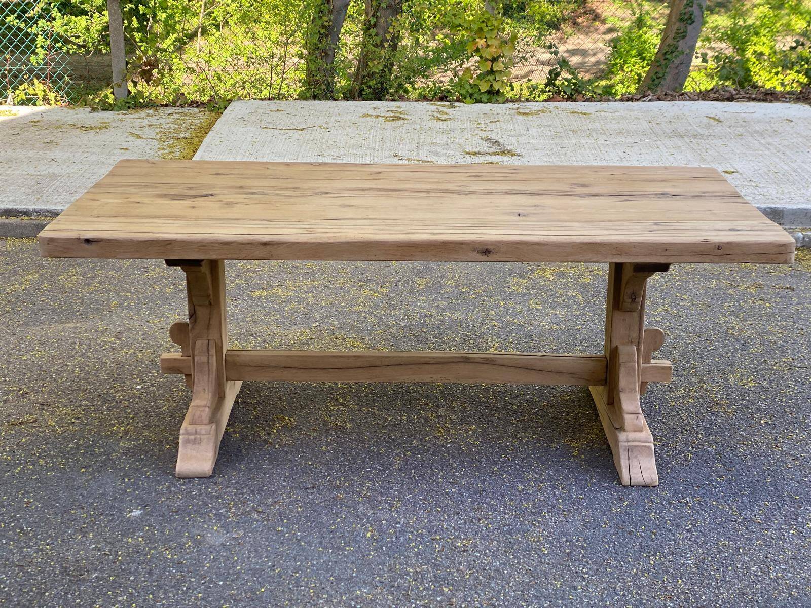 Table à manger de monastère rénovée en chêne massif du 18ème 200cm