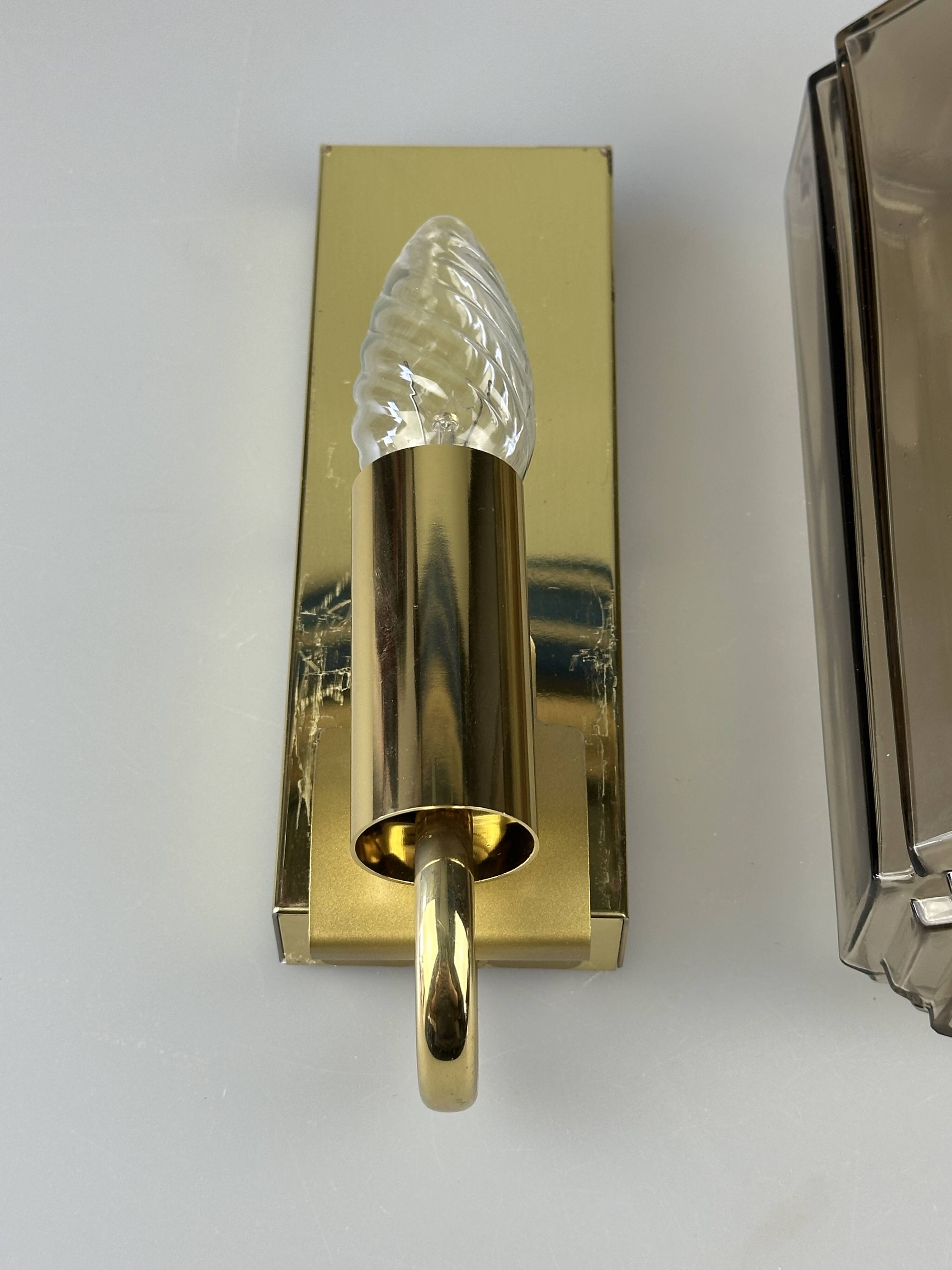 1960s/70s Wall Lamp Glashütte Limburg Germany Glass & Metal Age Design