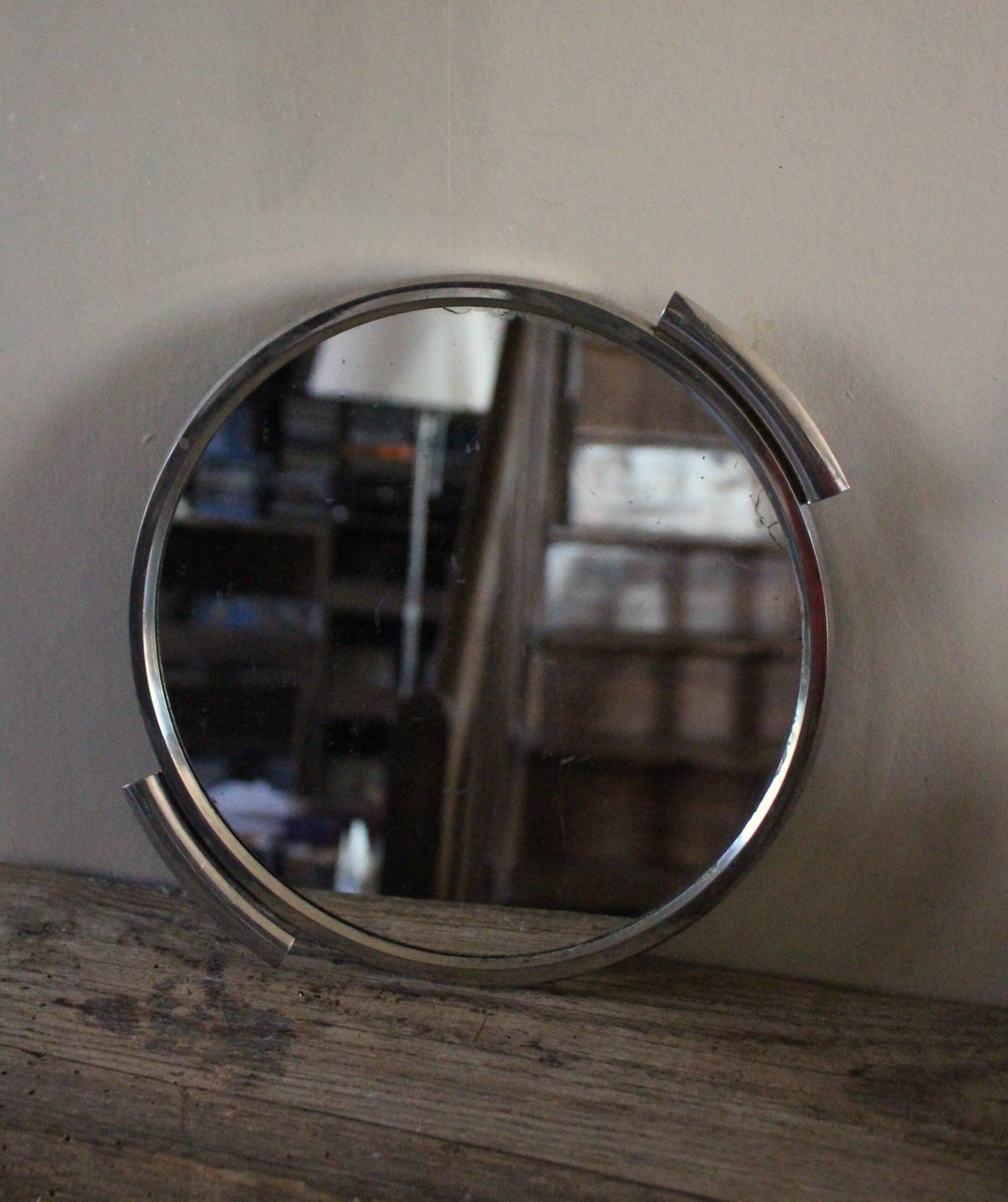 Plateau miroir rond en métal