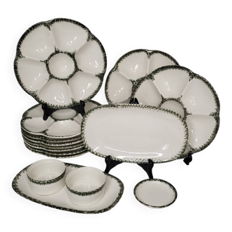 Oyster service in Gien earthenware, 1960s