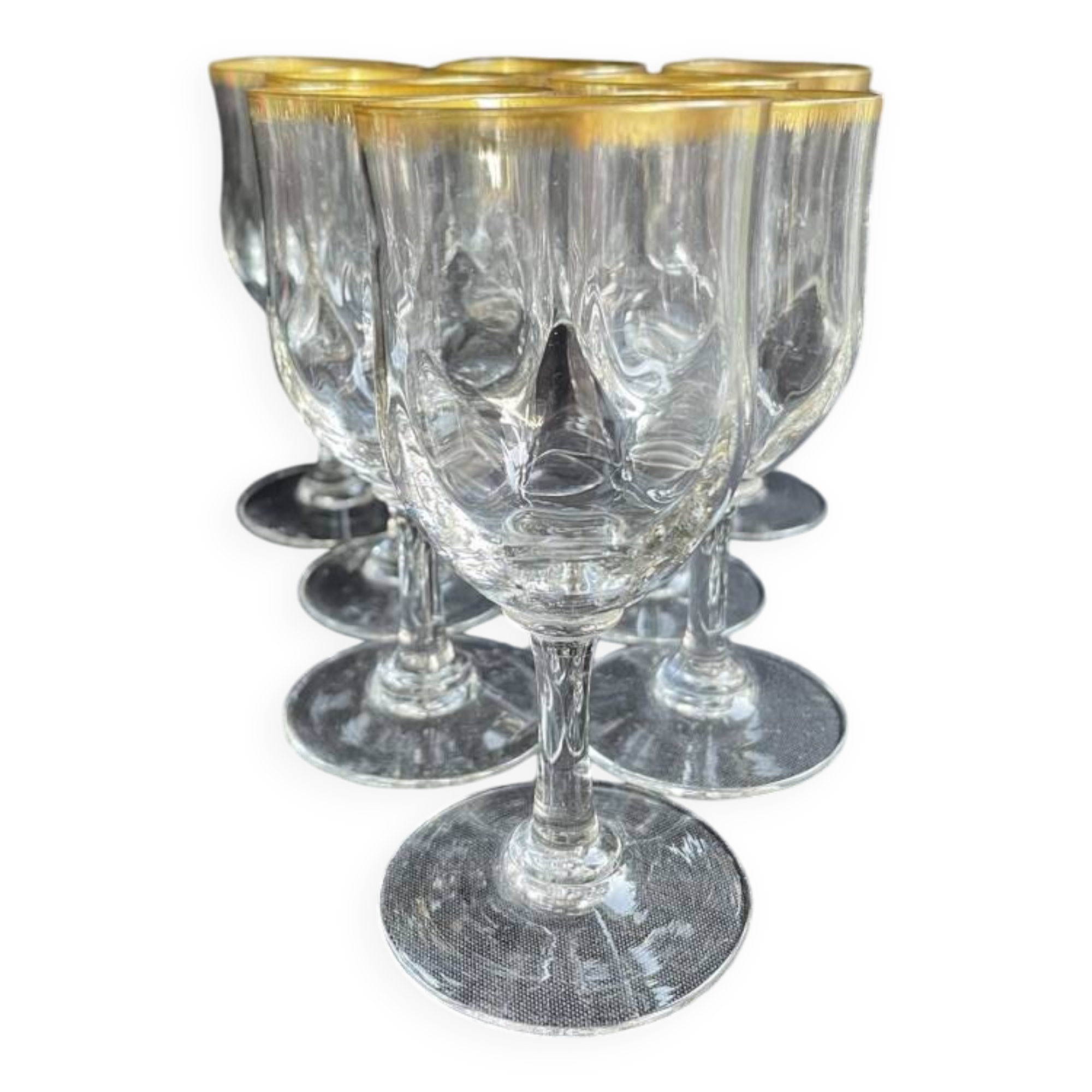 8 Daum gold-plated wine glasses