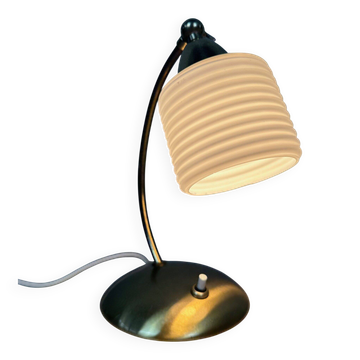 Lampe de table vintage – laiton et opaline
