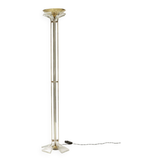 Acrylic glass and brass floor lamp Hollywood Regency, 1970s
