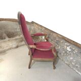 Voltaire red velvet armchair