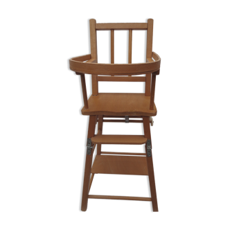 doll high chair with bars, light wood