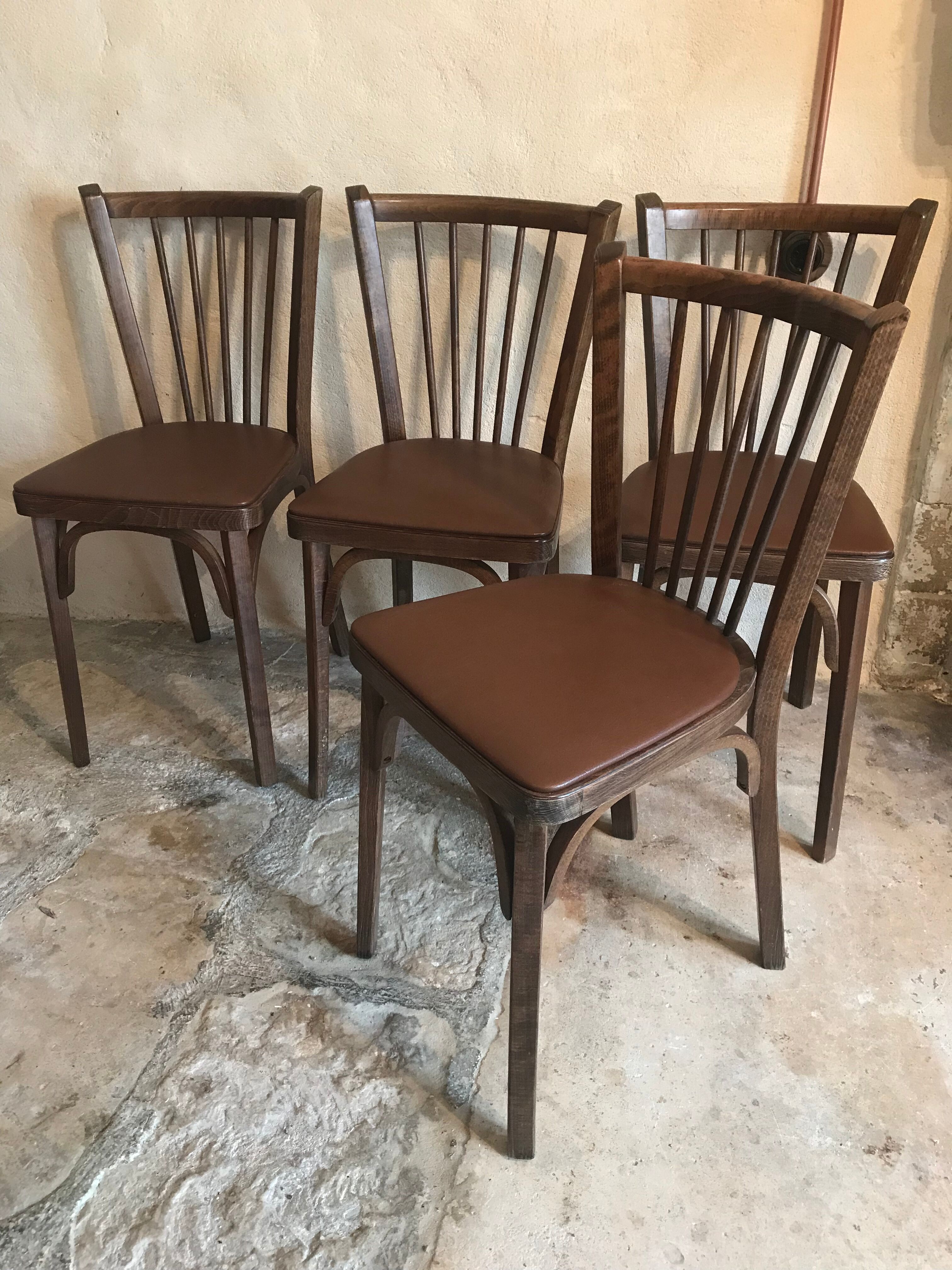 Set of 4 chairs bistrot baumann vintage midcentury