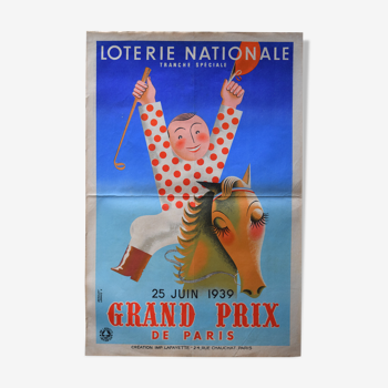 Affiche loterie nationale 1939 « Grand Prix »