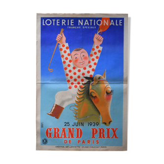 Affiche loterie nationale 1939 « Grand Prix »