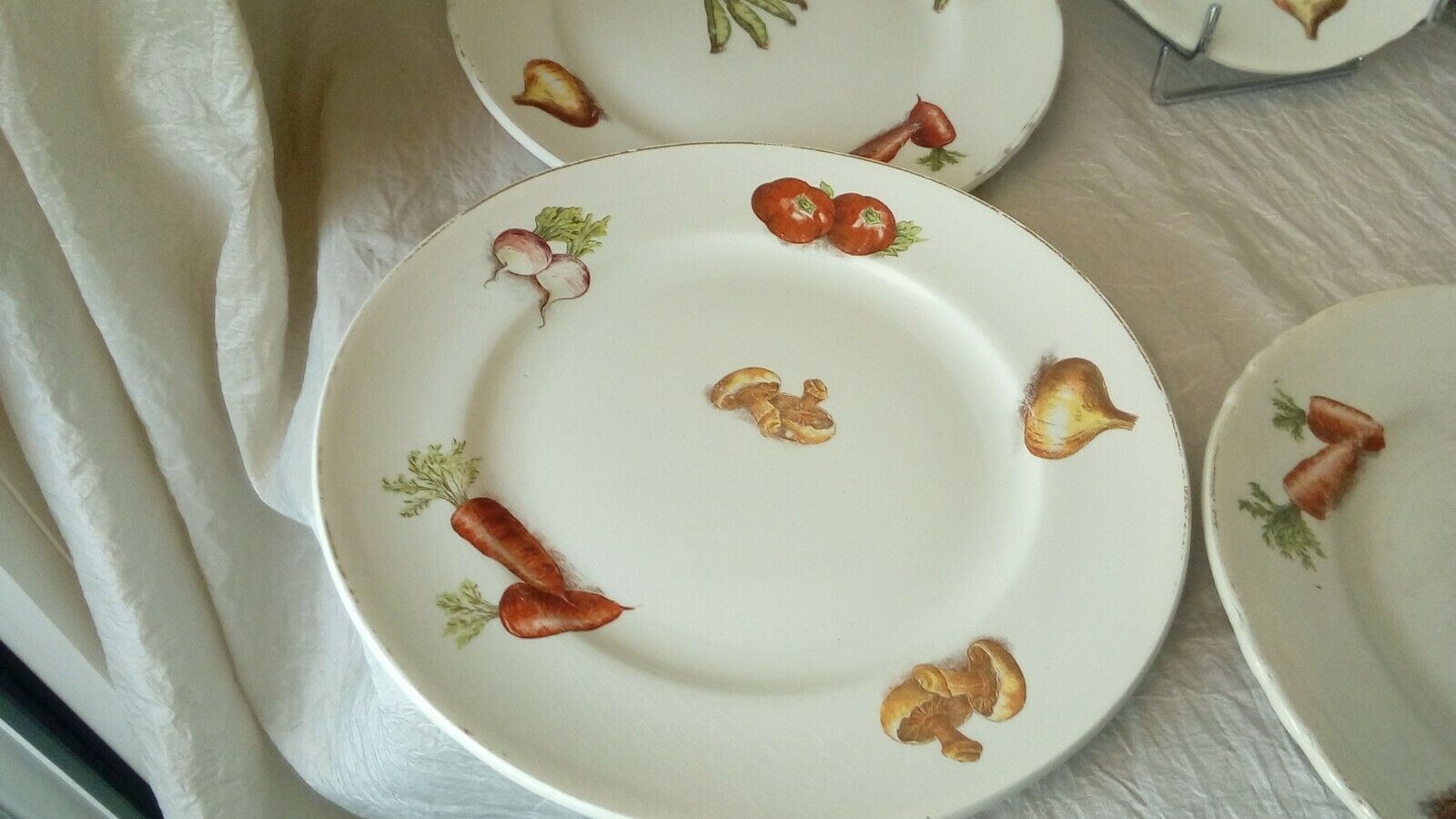 6 dessert plate in faience decor legumes 4 seasons moulin des loups n°1