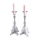 Pair of pressed molded glass candlesticks from Val St Lambert model Griffon