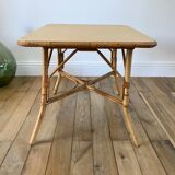 Table basse en rotin et bambou années 60