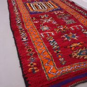 Red Vintage Moroccan Runner Rug 137 x 363 cm - Berber Wool Rug Hallway