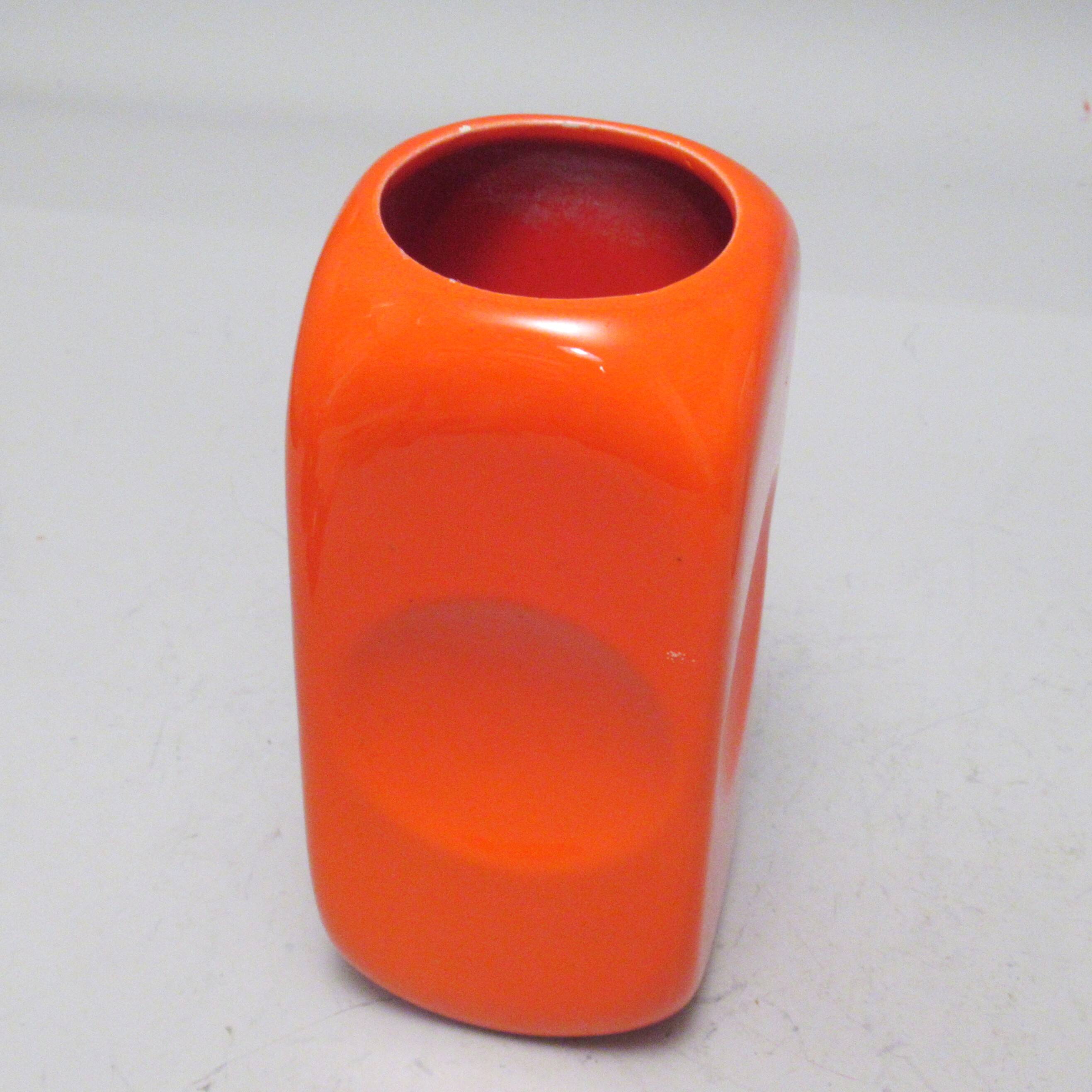 Orange rectangular vase Parravicini 1970s