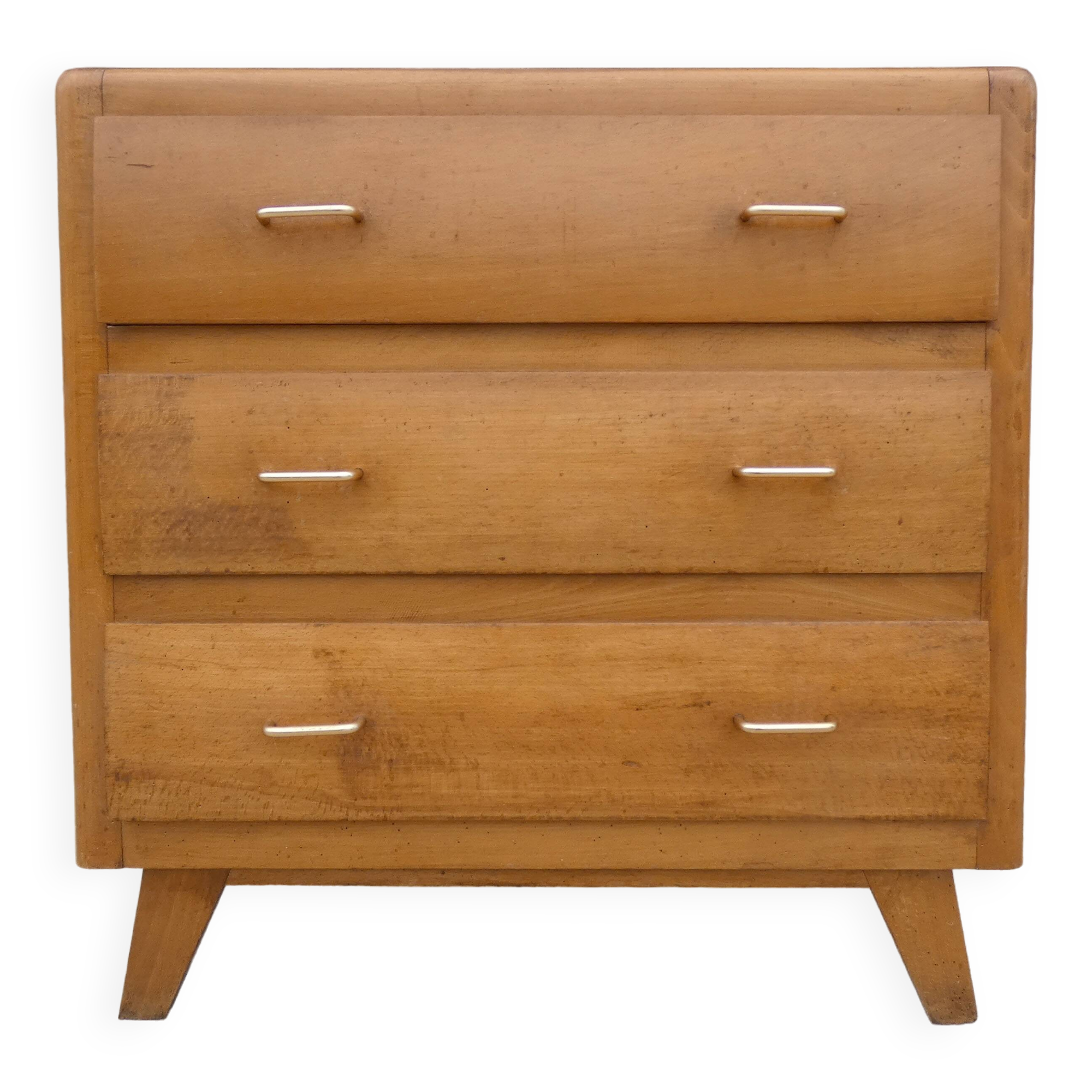 commode vintage en bois pieds compas