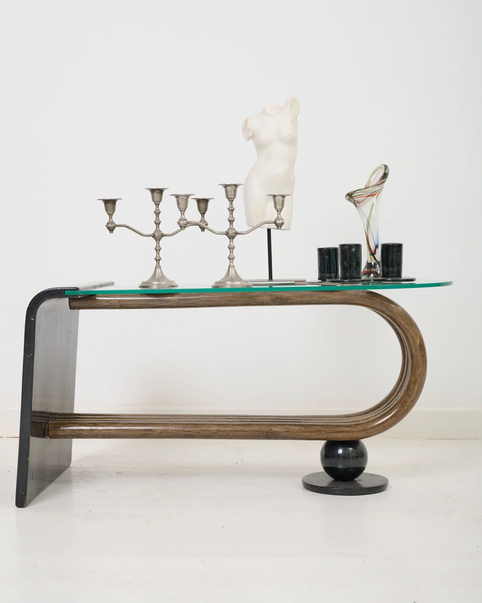 Curved wooden coffee table, 1960-70