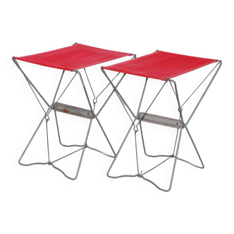 French canvas folding picnic stool/camping fisherman's stool/vintage full seat
