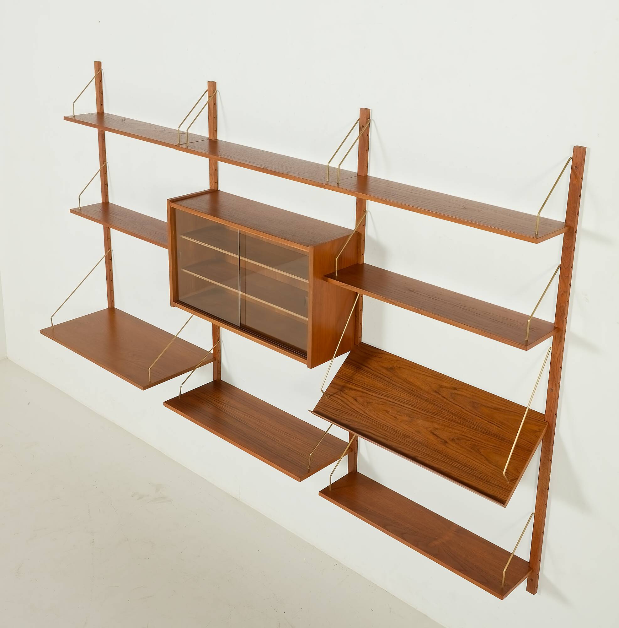 Danish vintage teak wall unit attributed to Preben Sorensen, 1960s