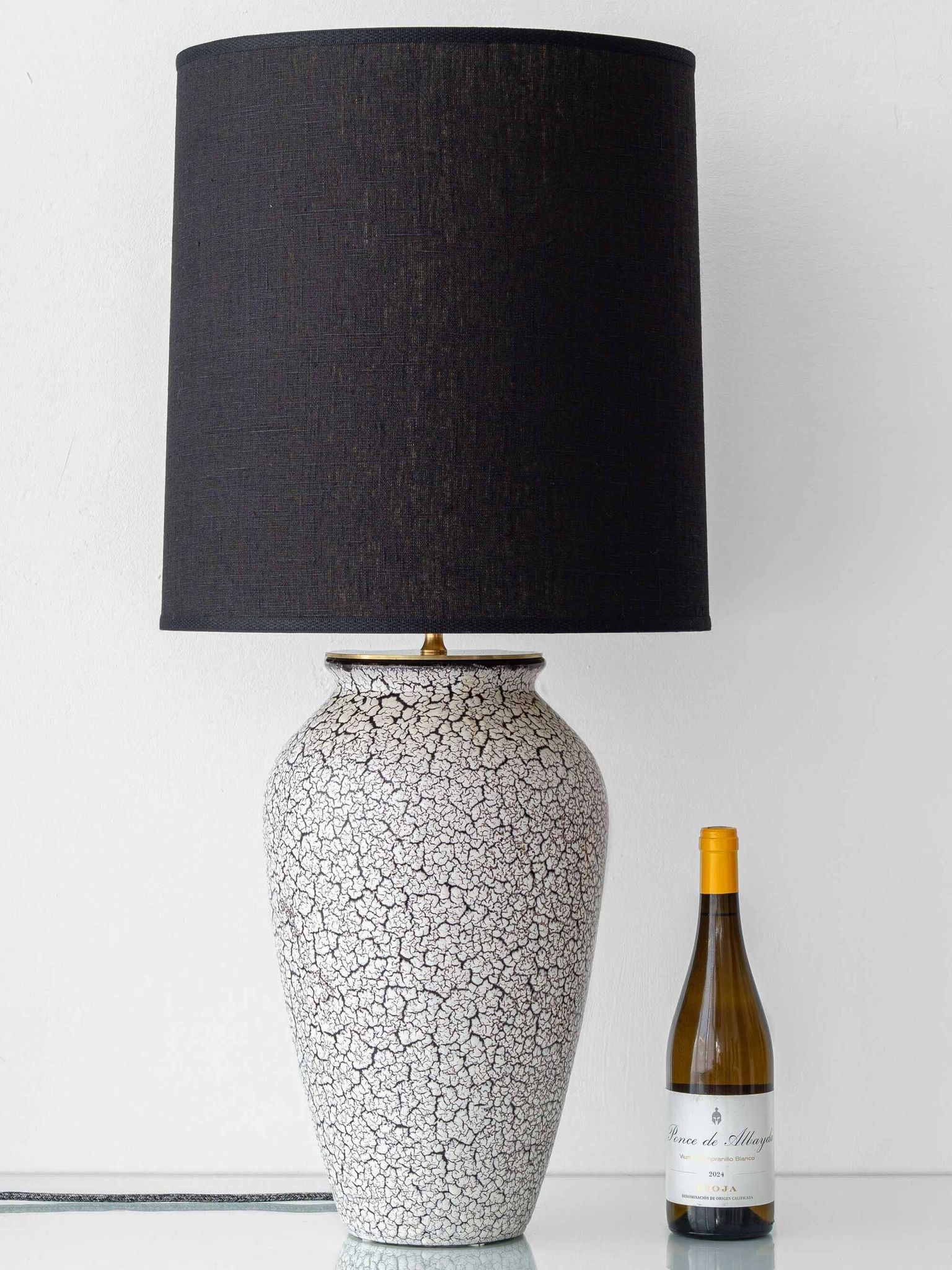 Jasba "Cortina" ceramic table lamp with crackled glaze, mid-century style, 1950s.
