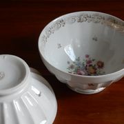 2 French JW porcelain milk coffee bowls