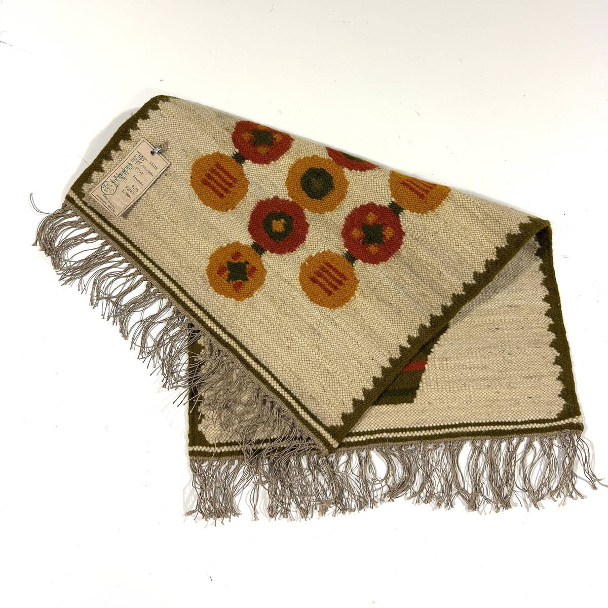 Woolen kelim wall hanging table runner Poland 1970’s