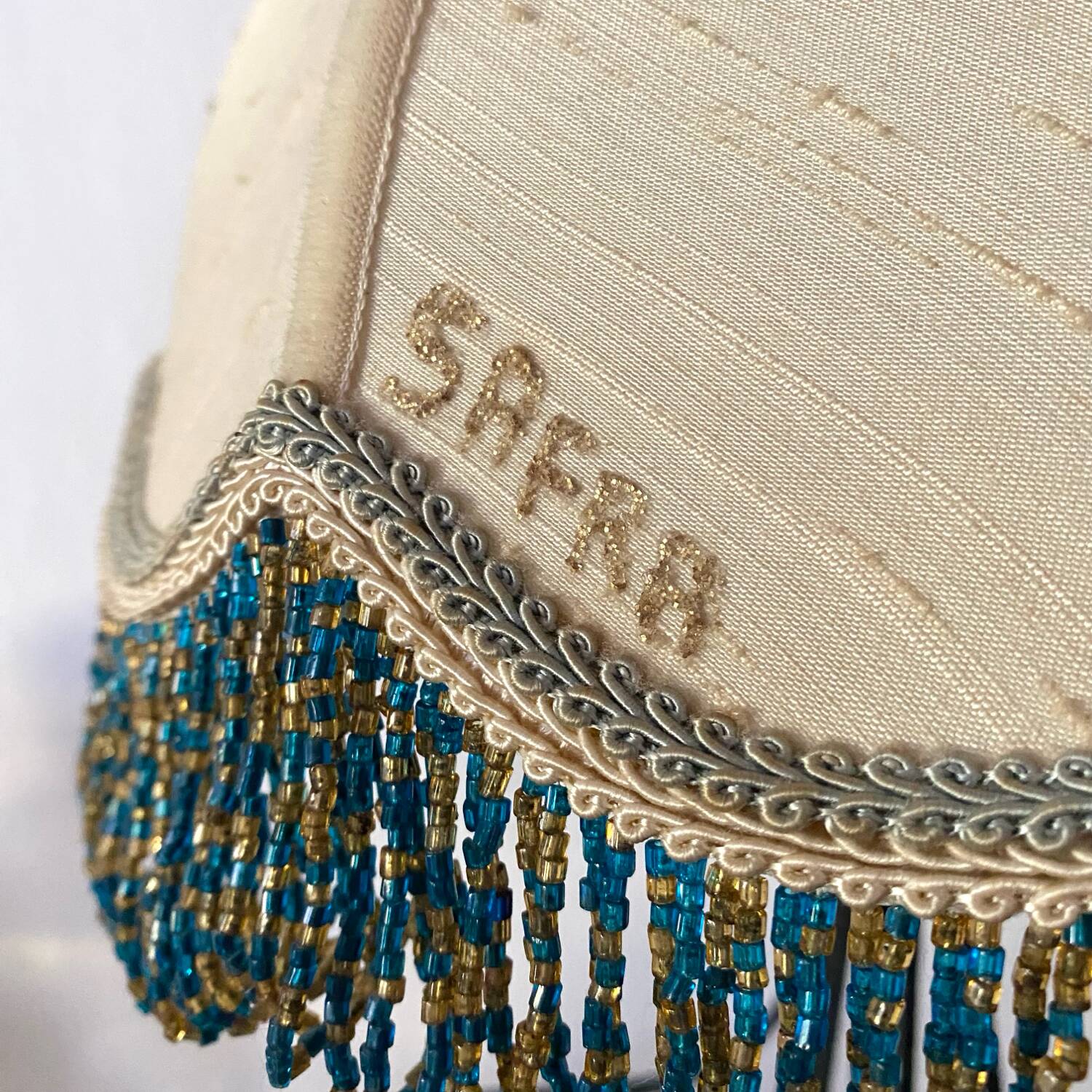 Retro wrought iron and pearl lamp